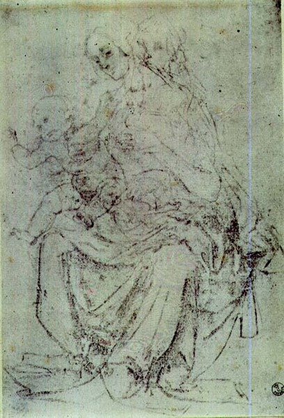 Tanulmány egy Madonnáról és a gyermekről (kréta papíron) alkotó: Andrea del Verrocchio