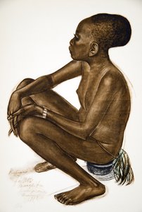 Kotiane, Mangbetou lány (Niangara) (Haut Ouelle), a Drawings and Paintings of Africa-ból, kivégezték a Citroen Center Africa expedíció során, a második Haardt Audouin-Dubreuil küldetésben, pub. Párizs,