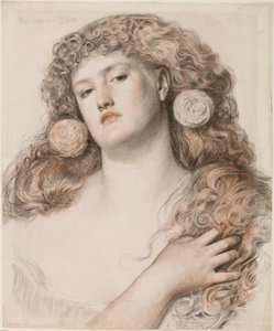Piros rózsa és fehér, 1867 (kréta, papír) alkotó: Anthony Frederick Augustus Sandys