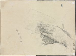 Kezek egy könyvet tartó verso, 1889. alkotó: Childe Hassam