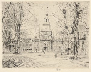 Independence Hall, Philadelphia, 1926 alkotó: Childe Hassam