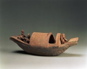 Hajó és legénység, síremlék, Keleti Han-dinasztia, i.sz. 25-220 (cserép)