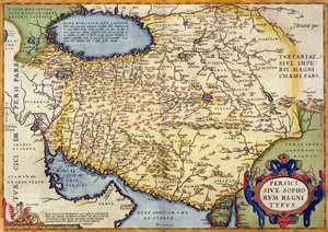 Perzsia térképe, a Theatrum Orbis Terrarum kocsmából. Írta: Abraham Ortelius (1527-98) Antwerpen, 1590 körül