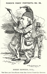 Punch rajzfilm: Robert Browning angol költő és drámaíró (metszet)