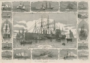 Leviatán 1858; a steam nav előrehaladását bemutató képek montázsa alkotó: English School