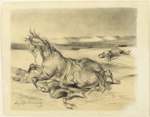 Elesett ló és halott lovag alkotó: Eugène Delacroix