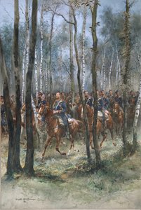 Katonák lóháton, 1884 (wc, fekete tinta és testszín papíron