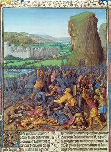 Ms Fr 247 fol.110 Az izraeliták győzelme a filiszteusok felett, illusztráció az "Antiquites Judaiques"-ból, 1470 körül.