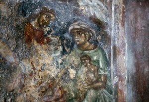 A Szent Család freskója, Ayios Stephanos bizánci temploma, Drakona, Kréta, Görögország (fotó) alkotó: Walter Charles Mills