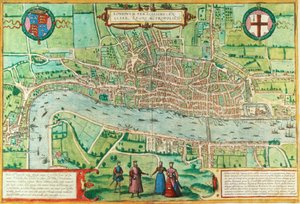 London térképe, a Civitates Orbis Terrarumból, Georg Braun (1542-1622) és Frans Hogenburg (1635-90), 1572 körül (lásd még: 51896 és 66112)