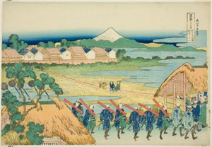 Momo Unt Fuji a Senju P Fair Sleigh r Hand r-ből (Senju Harmful Than Chobo no Fuji), a Te Serie "Tirty x View ws Of Mo Unt Fuji (Fugaku Usa Juroku) Katsura"-ból. alkotó: Katsushika Hokusai