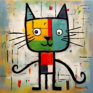 Aranyos macska, Picasso, Joan Miro és Basquiat 1 stílusában