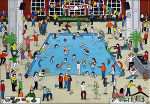 Party Time, 2015, (Akril és tinta vászonra)