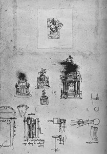 Tanulmányok egy lovas emlékműhöz és a gépészeti tanulmányok, c1480 1945 alkotó: Leonardo da Vinci