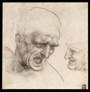 Tanulmány két harcos fejéről az anghiari csatára vonatkozóan alkotó: Leonardo da Vinci