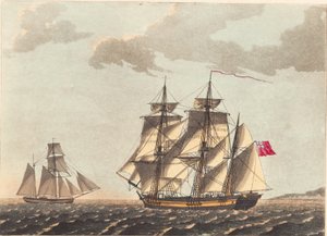 Egy galease for - és egy angol barque hajó a szél alatt