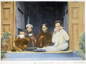 Egy annami család étkezése, 1895. vers, „” A világ körül”, 19. század vége. alkotó: Unknown photographer