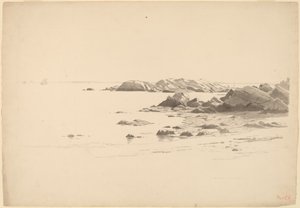 Sziklás tengerpart távoli hajókkal alkotó: William Stanley Haseltine