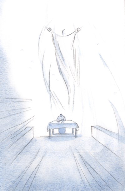 Micsoda ünnep, hogy Krisztus feláldozza magát az oltáron; Angyalai örvendeznek Feltámadott Uruk dicsőségében., 2001 (papíron nélkül) alkotó: Elizabeth Wang