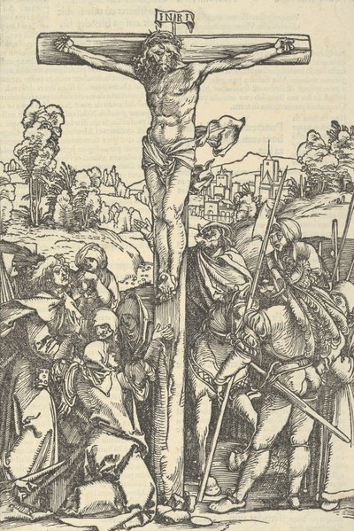 A keresztre feszítés, A Mária rózsafüzér elhatározott kertje, 1505. alkotó: Hans Schäufelein the Elder
