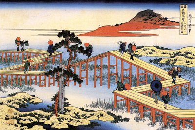 Különböző tartományokból származó hidak figyelemre méltó kilátásai: Yatsuhashi híd Mikawa tartományban, Japán - Katsushika Hokusai (1760-1849) nyomata (ukiyo-e iskola) 1835 Állami Ermitázs Szentpétervár Oroszország alkotó: Katsushika Hokusai