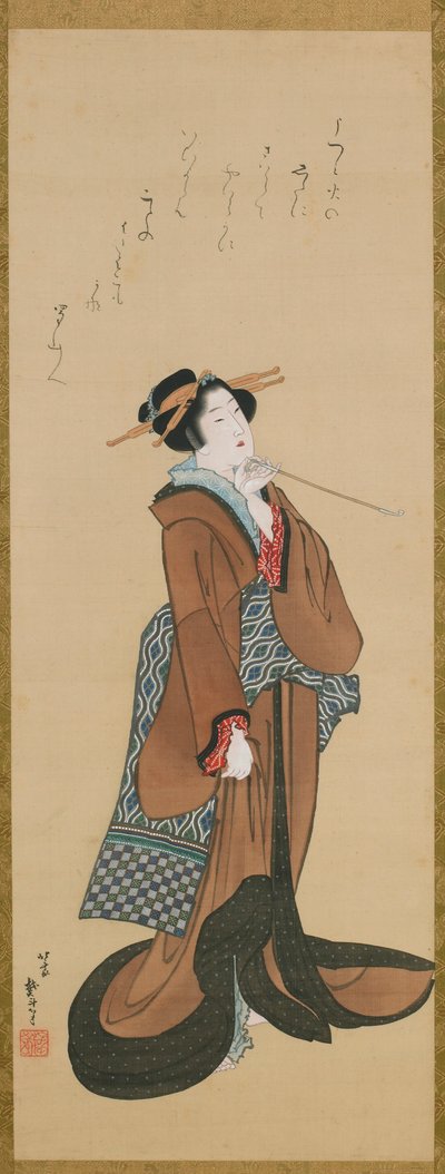 Nő pipát tart, kb. 1814-1815. alkotó: Katsushika Hokusai
