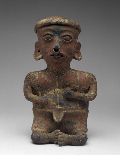 Férfi figura, ülő pár része, Kr.e. 300-i.sz. 300 (cserépedény csúszdával) alkotó: Nayarit Nayarit