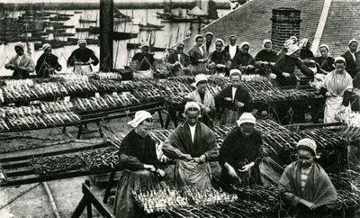 Szardíniagyártás, Finistère, Britttany (fekete-fehér fotó) alkotó: Unknown photographer