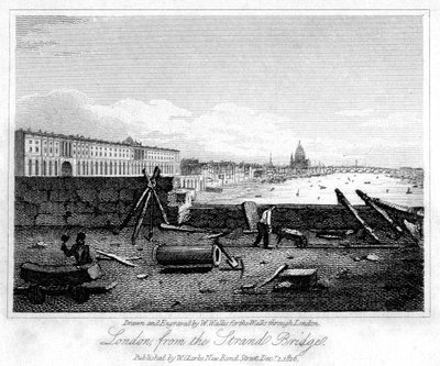 London a Strand hídtól, 1816. alkotó: W. Wallis