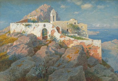 Santa Maria a Cetrella, Anacapri, 1892 körül (grafitra festett akvarell és gouache) alkotó: William Stanley Haseltine