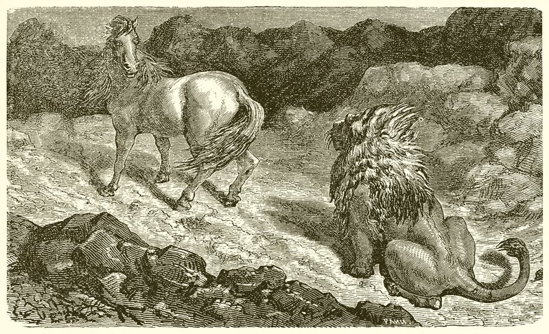 A ló és az oroszlán alkotó: Ernest Henry Griset